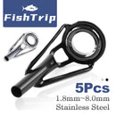 FishTrip 5 peças de guia de vara de pesca, kit de reparo superior de ponta, anel cerâmico de aço inoxidável 1.8mm ~ 8.0mm, substituição de construção de vara de pesca