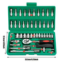 46 pçs ferramentas da família 1/4 conjunto kits de ferramentas mecânicas para reparação automóvel hous com soquetes métricos hex bit soquete conjunto polegada chave catraca