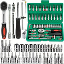 46 pçs ferramentas da família 1/4 conjunto kits de ferramentas mecânicas para reparação automóvel hous com soquetes métricos hex bit soquete conjunto polegada chave catraca