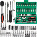 46 pçs ferramentas da família 1/4 conjunto kits de ferramentas mecânicas para reparação automóvel hous com soquetes métricos hex bit soquete conjunto polegada chave catraca
